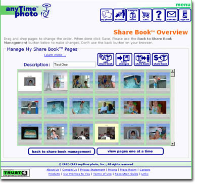 anyTime Photo Share Book Overview Page