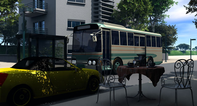 City Bus and Sidewalk Cafe