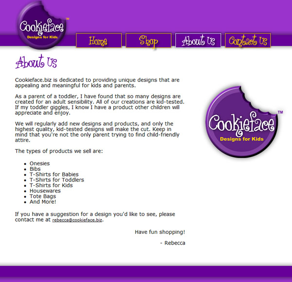 CookieFace About Page