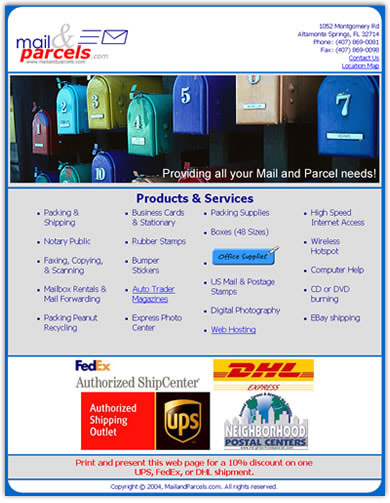 Mail & Parcels Homepage