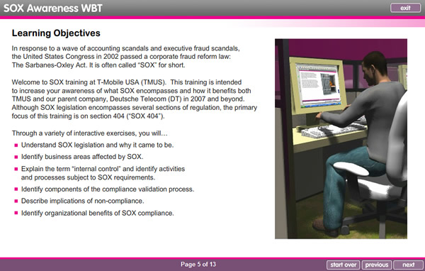 SOX WBT Course Page